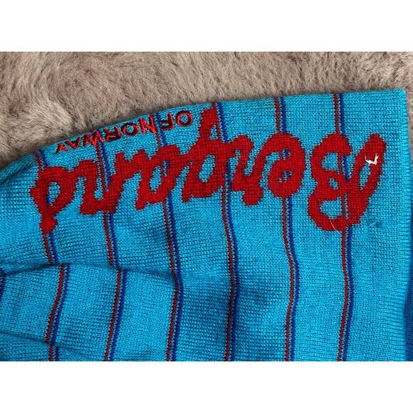 Bergans of Norway Merino Wool Beanie Adult One Size Blue Striped Winter Hat - Picture 2 of 5